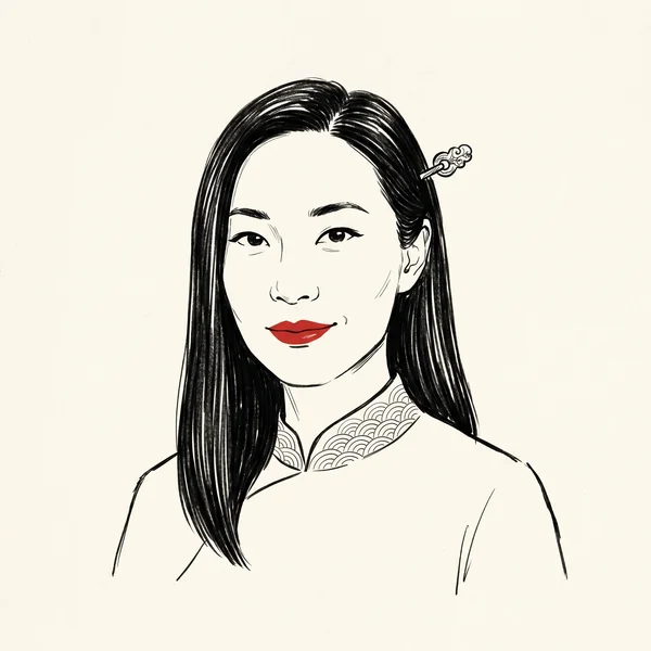 Illustrated portrait of an East Asian client.