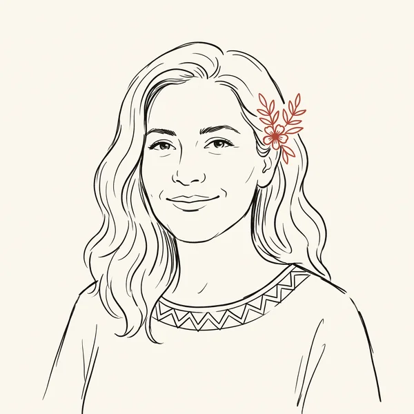 Illustrated portrait of a Latin American client.