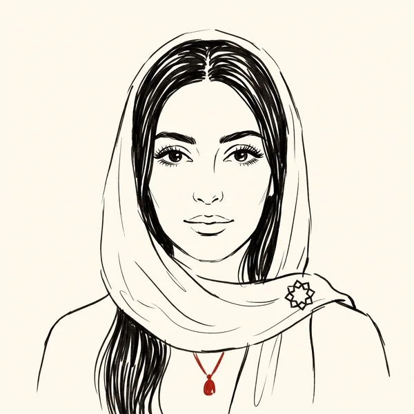 Illustrated portrait of a Middle Eastern client.