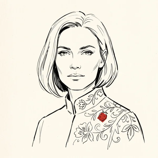 Illustrated portrait of a Slavic client.