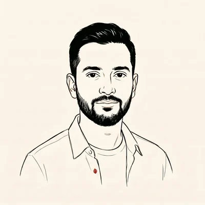 Illustrated portrait of a South Asian client.